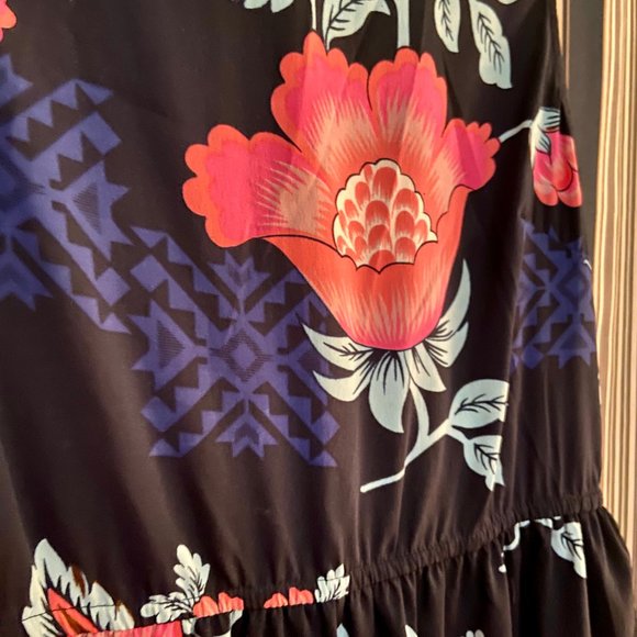 Navy/Pink Floral Open-Back Dress - Picture 3 of 7